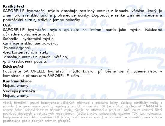 Příbalový leták - SAFORELLE hydratační mýdlo 100g