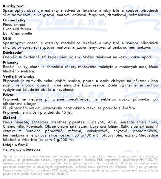 Příbalový leták - Phyteneo Spasmophyt 10ml