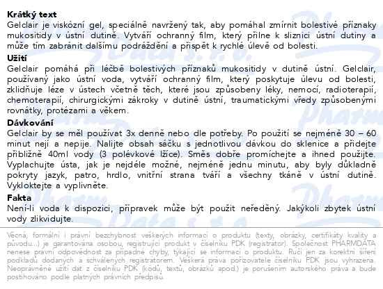 Příbalový leták - Gelclair orální gel 21x15ml sáčky