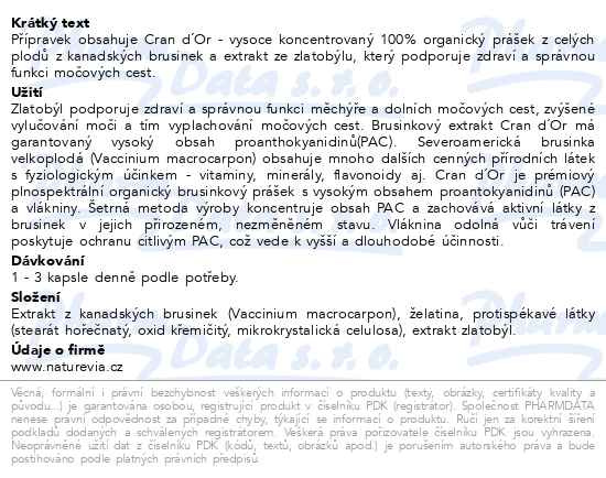 Příbalový leták - NatureVia Mega brusinky Akut cps.15