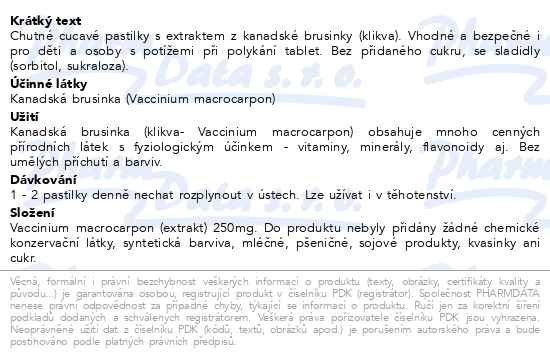 Příbalový leták - NatureVia Max brusinky pastilky tbl.30+6