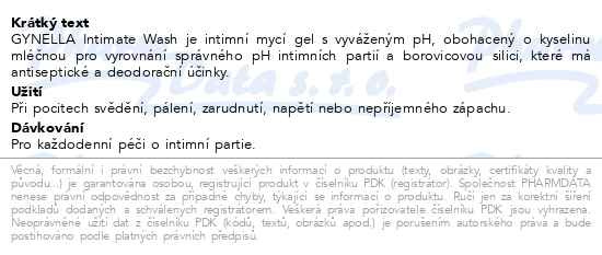 Příbalový leták - GYNELLA Intimate Wash 200 ml