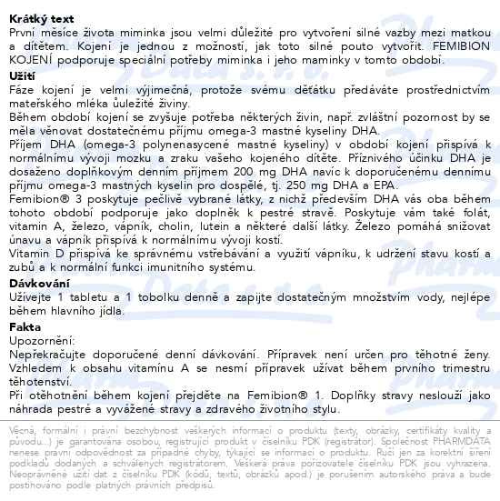 Příbalový leták - Femibion 3 Kojení 28 tablet + 28 tobolek
