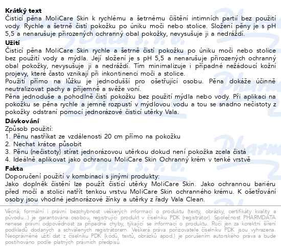 Příbalový leták - MoliCare Skin Čisticí pěna 400ml (Menalind)