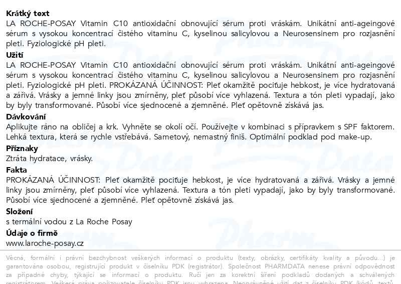 Příbalový leták - LA ROCHE-POSAY Pure Vitamin C10 Antioxidační obnovující sérum proti vráskám 30 ml