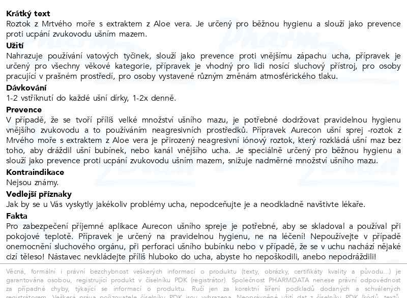 Příbalový leták - Fytofontana Aurecon ušní sprej 50ml