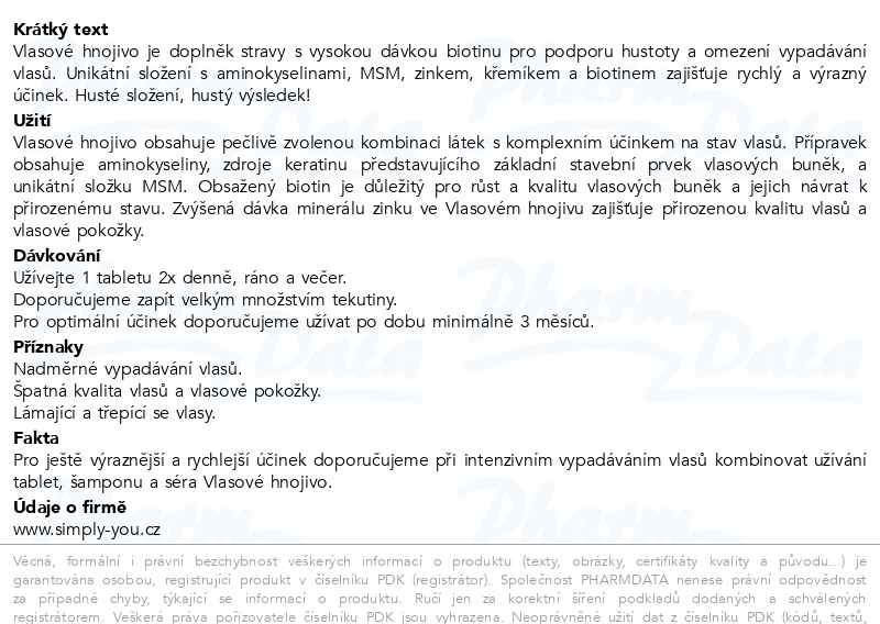 Příbalový leták - Vlasové hnojivo 150+60 tablet