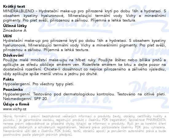 Příbalový leták - Vichy MinéralBlend hydratační make-up 01 30ml
