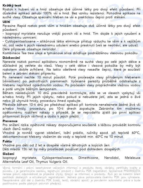 Příbalový leták - Phyteneo Parasine Rapid 100ml