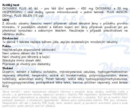 Příbalový leták - Diovarix Plus tbl.60