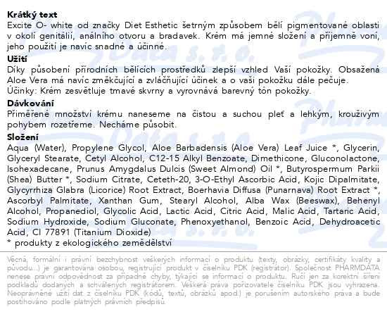 Příbalový leták - Diet Esthetic Bělicí krém na intimní partie 50ml