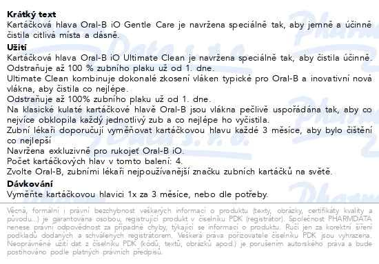 Příbalový leták - Oral-B iO Ultimate Clean Černé Kartáčkové Hlavy, Balení 4 ks