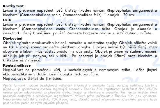 Příbalový leták - Kiltix obojek pro velké psy 70cm