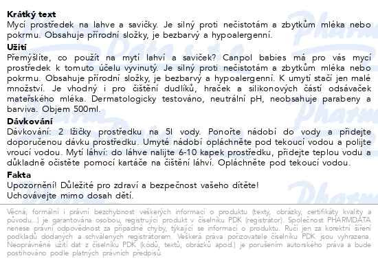 Příbalový leták - Canpol babies Ekologický mycí prostředek na kojenecké lahve a savičky 500ml