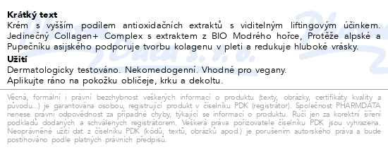 Příbalový leták - WELEDA Liftingový denní krém Modrý hořec a Protěž alpská BIO 40ml