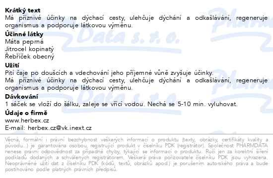 Příbalový leták - HERBEX Průduškový čaj n.s.20x3g