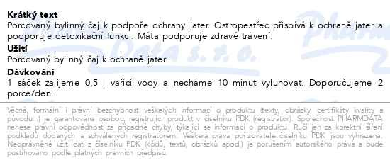 Příbalový leták - HERBEX Ostropestřec a máta n.s.20x4g
