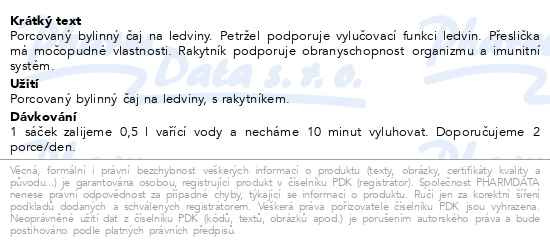 Příbalový leták - HERBEX Ledviny s rakytníkem n.s.20x3g
