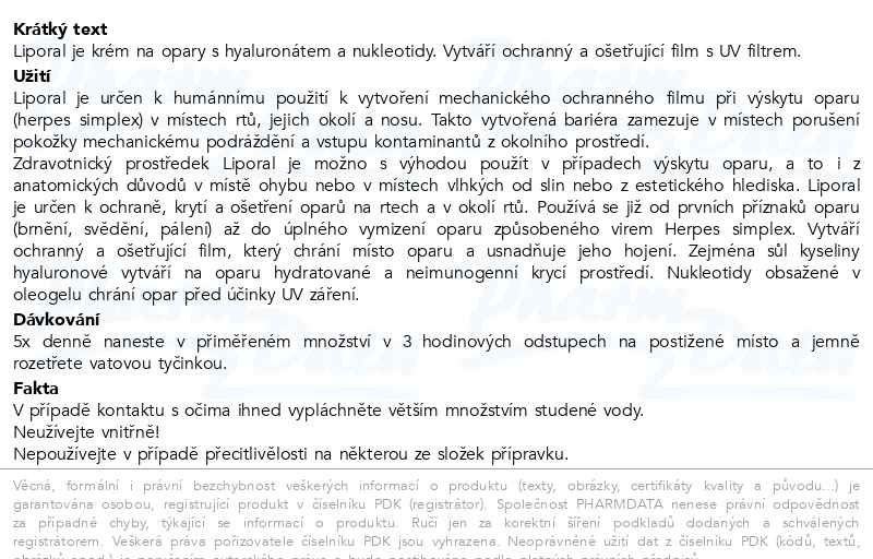 Příbalový leták - Favea Liporal 10g