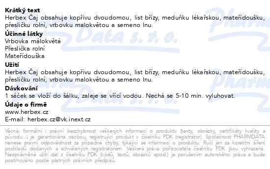 Příbalový leták - HERBEX Čaj urologický n.s.20x3g