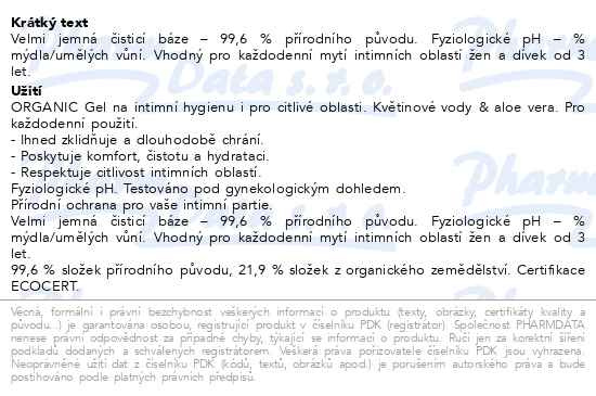 Příbalový leták - PURESSENTIEL ORGANIC Gel na intimní hygienu BIO 250m
