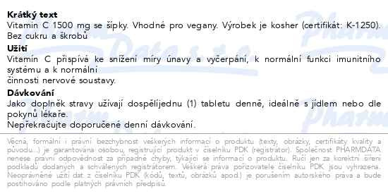 Příbalový leták - Solgar Vitamin C 1500 mg se šípky tbl.180