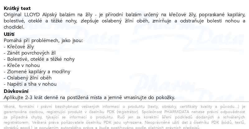 Příbalový leták - Original LLOYD Alpenkräuter-Balsam 200ml