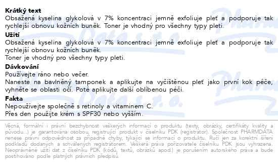 Příbalový leták - COSRX AHA7 pleťový toner 100ml