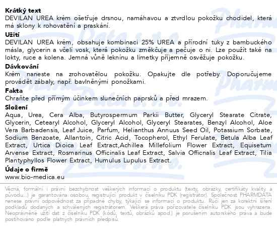 Příbalový leták - DEVILAN UREA krém 75ml