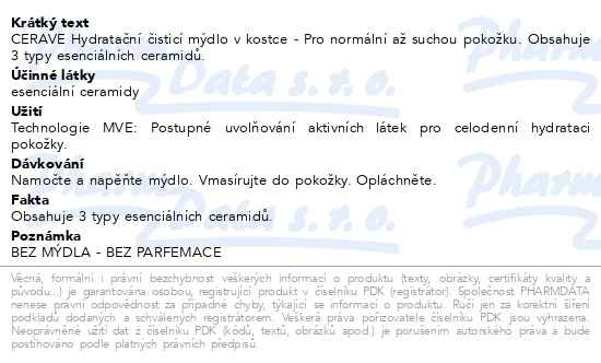 Příbalový leták - CERAVE Hydratační čisticí mýdlo v kostce 128g