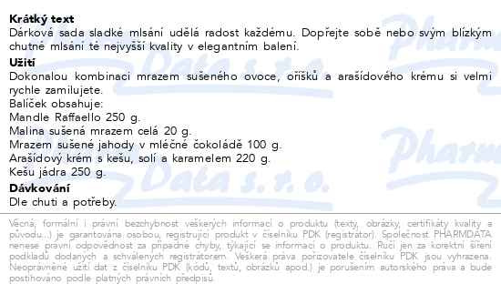 Příbalový leták - Allnature Sladké mlsání dárková sada