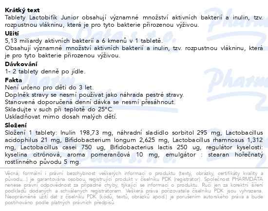 Příbalový leták - Edenpharma Lactobifík junior příchuť pomeranč tbl.30