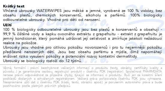 Příbalový leták - Waterwipes 100% bioodbouratelné ubrousky 60ks