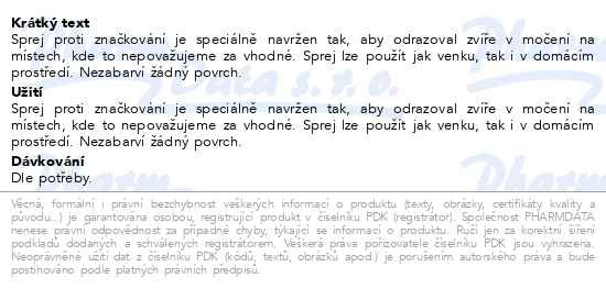 Příbalový leták - Menforsan Sprej proti značkování močí psy a kočky 500ml