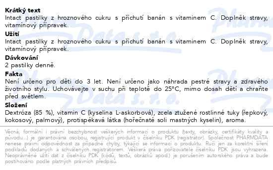 Příbalový leták - Intact hroznový cukr s vitaminem C, banán 16ks