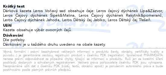 Příbalový leták - LEROS voňavý sad výběr ovocných čajů 6x5sáčků