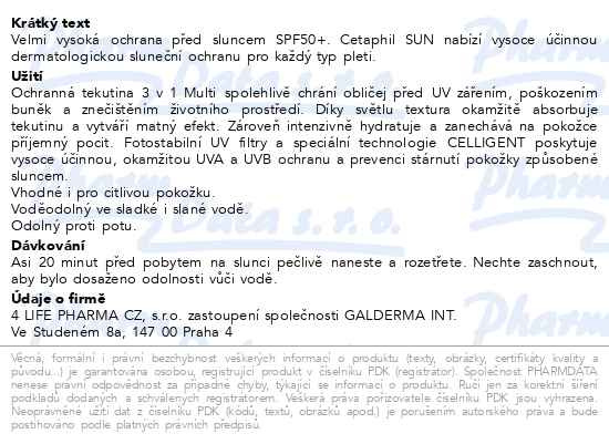 Příbalový leták - Cetaphil DAYLONG Multi-protection fluid SPF 50+ 50 ml
