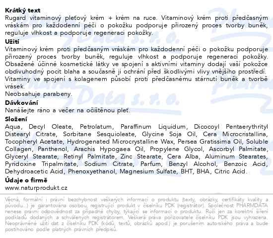 Příbalový leták - Rugard sada vitamin.krém 100ml+krém na ruce 50ml