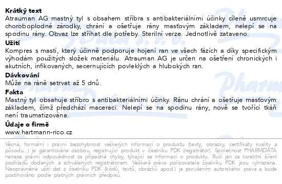 Příbalový leták - Kompres Atrauman AG sterilní 5x5cm 10ks