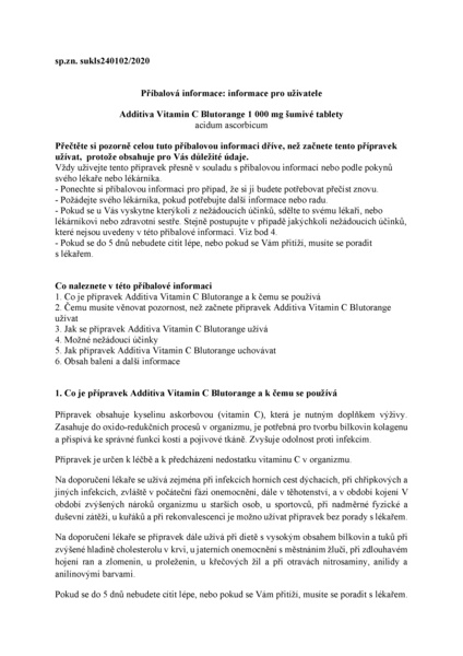 Příbalový leták (SUKL) - Additiva Vitamin C Blutorange tbl eff 20x1g