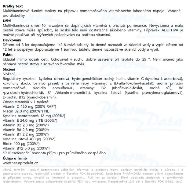 Příbalový leták - Additiva multivitamin pomeranč šum.tbl.20