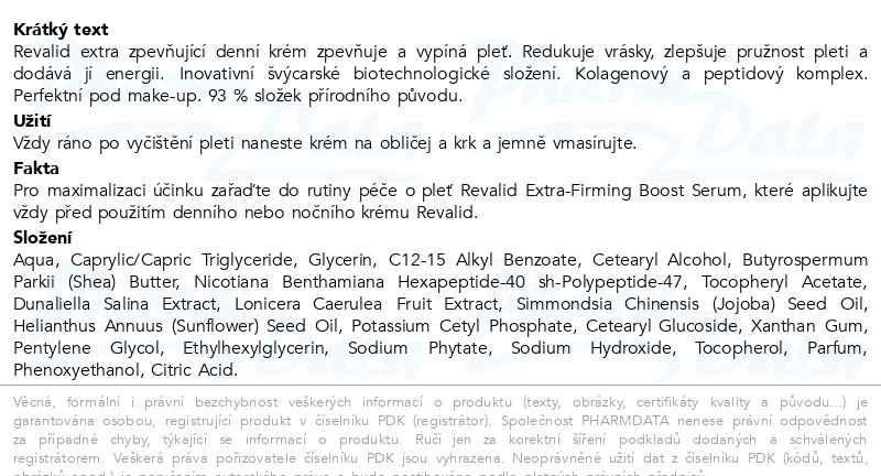 Příbalový leták - Revalid Extra-Firming Day Cream 50ml