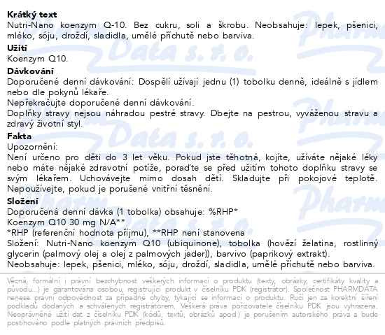 Příbalový leták - Solgar Nutri-Nano Koenzym Q-10 cps.50