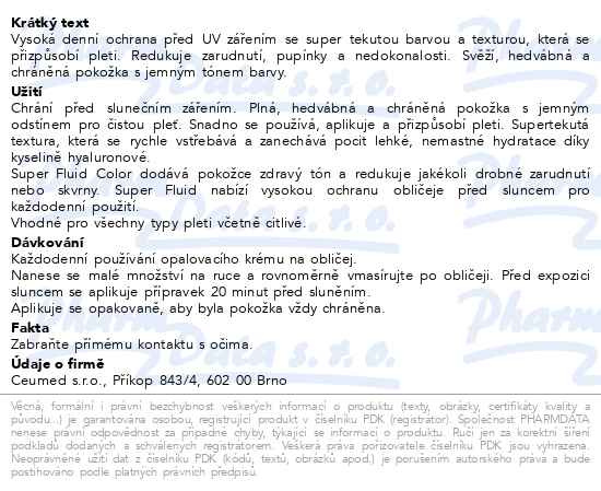 Příbalový leták - Babé Super Fluid Color SPF 50 50 ml (Tónovaný)