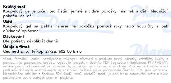 Příbalový leták - Babé Dítě - Koupelový gel 500 ml (Pediatric Bath Gel)