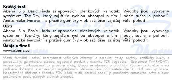 Příbalový leták - Inkontinenční kalhotky Abena Slip Basic XL2 21ks