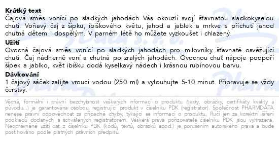 Příbalový leták - LEROS Čajový dýchánek Jahoda 20x2g