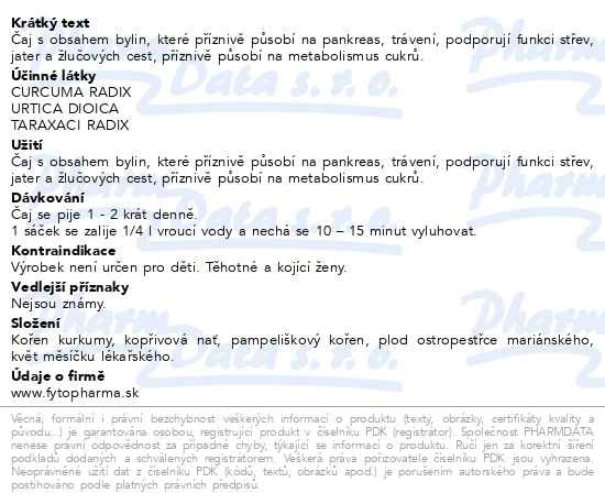 Příbalový leták - Bylinná směs na pankreas čaj 20x1.5g Fytopharma