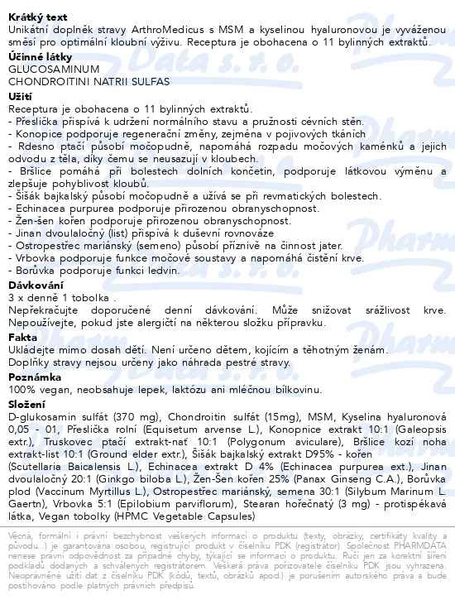 Příbalový leták - SwissMedicus ArthroMedicus cps.120