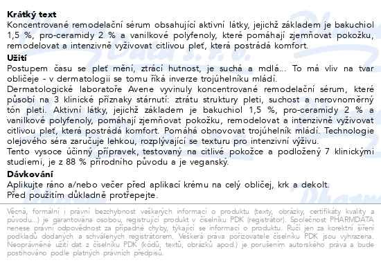 Příbalový leták - AVENE DermAbsolu Koncentr.remodelační sérum 30ml